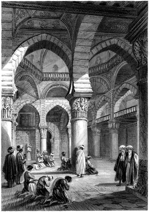 Interior of a mosquee in Algiers (French Algerie) - illustration by Raffet for the book “L'Algerie ancienne et moderne” by Leon Galibert, edition Furne 1844 -