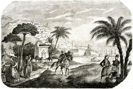Algiers in the middle of the 19th century. Engraving of the Universal Dictionary, Litterary Pantheon and illustree encyclopedie by Maurice La Chatre (Lachatre), first volume of the 1853 edition.