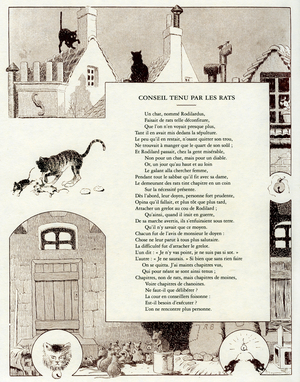 The council held by the rats: fable by Jean de la Fontaine illustred by Benjamin Rabier, 1906 (print)