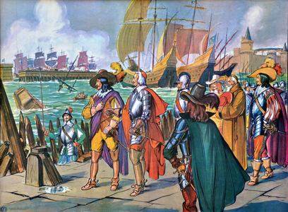 School board of “La Maison des Instituteurs””, years 1950-1960: Richelieu and Louis XIII (Louis 13) at the seat of La Rochelle (1627-1628) - marine - ship - boat -