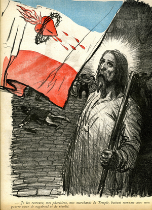 Jesus from the side of the oppressive: the French flag with in the center the Sacre Coeur, 1901