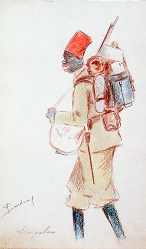 Senegalese soldier from colonies (crayon on paper)