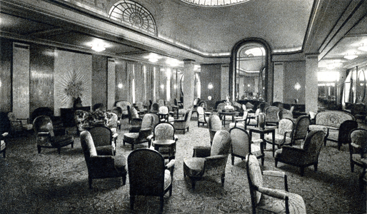 Grand lounge for first class passengers (first class lounge) of the liner Paris - Compagnie generale transatlantique -