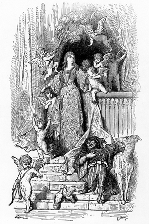 Alcina in her glory (canto 7:11) illustration by Gustave Dore for the poem Orlando furioso by Ludovico Ariosto (1474-1533) 1878