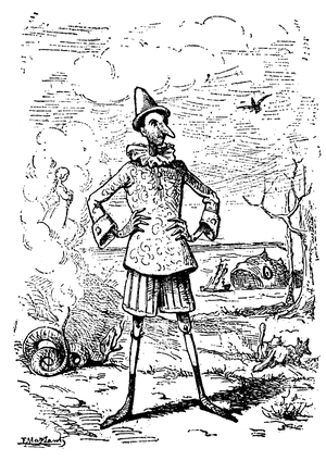 Pinocchio, character created by Collodi (Carlo Lorenzini), drawing by Enrico Mazzanti in frontispiece of the first volume edition, 1883.