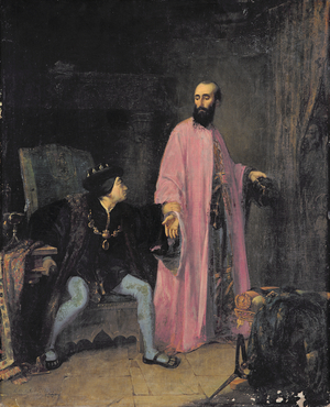Louis XI (1423-83) and his doctor, 1857 (oil on canvas)