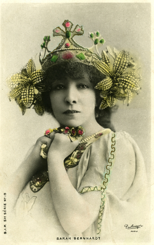 Henriette Rosine Bernard aka Sarah Bernhardt (1844-1923) as “The distant princess”, a play by Edmond Rostand. (b/w photo)