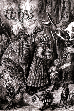 Sindbad the sailor (Sinbad) - tale of the thousand and one (1001) nights - illustration by Gustave Dore (detail) - Maxwell edition 1865 - Sixth voyage: To the court of the king of Serendib