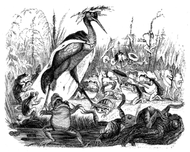 The Frogs ask the King, illustration from 'Fables of La Fontaine',
