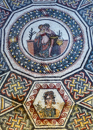Detail of the mosaic called 'of the dormitory'  (mosaic)