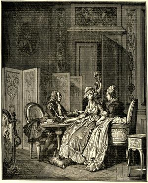 The declaration of pregnancy, 1776 (engraving)