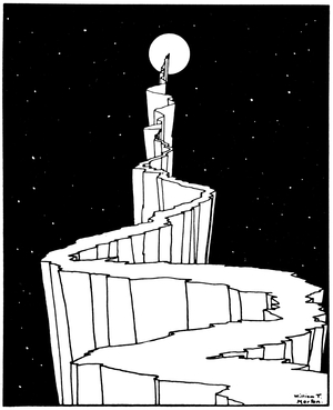 The Way to the Moon, drawing by William T. Horton (1864-1919) in his book “Un livre d'images”” 1898). The path to the moon, from “” A book of images”” (1898).