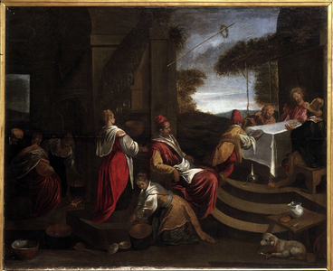 Jesus and the disciples have emmaus. Oil on canvas by Jacopo or Giacomo Bassano (1518-1592), Musee des beaux arts de Carcassonne.