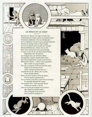 The monkey and the cat: fable by Jean de la Fontaine illustred by Benjamin Rabier, 1906 (print)