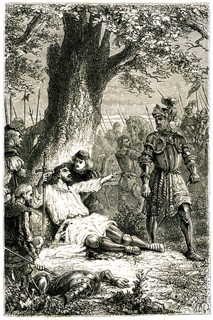 Death of the Knight Bayard (1524), 1875 (engraving)