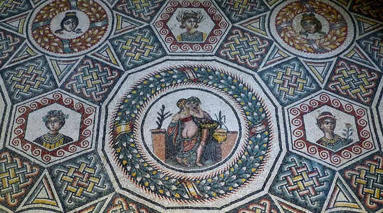 Detail of the mosaic called 'of the dormitory'  (mosaic)
