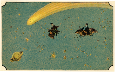 Illustration of the book "Voyage dans la lune avant 1900" by A. de Ville-d'Avray, Ancienne Librairie Furne edition. (engraving)