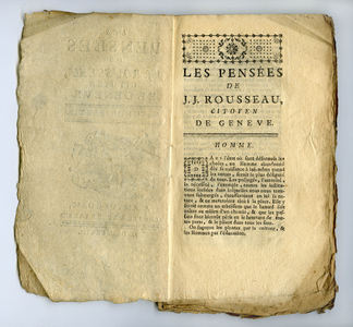 'Les Pensees' by Jean-Jacques Rousseau, citizen of Geneve, 1768 (print)