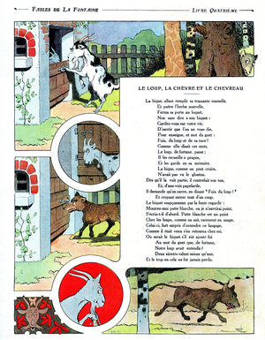 The wolf, the goat and the goat: fable by Jean de la Fontaine illustred by Benjamin Rabier, 1906 (print)