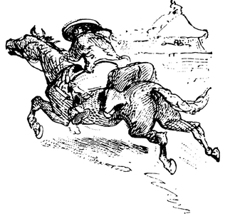 Rider galloping on his horse. Drawing by Edmond Morin (1824-1882).