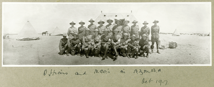 Officers and NCOs in N.Z.M.A.A., October 1917 (b/w photo)