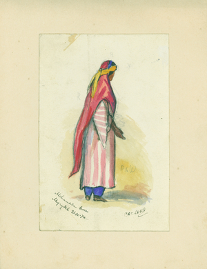 Mohametan Dress, Mujaydel, 1872 (w/c & pencil on paper)