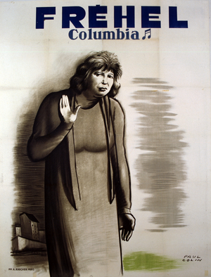 Poster advertising 'Columbia Records' depicting Frehel (1891-1951) (lithograph)