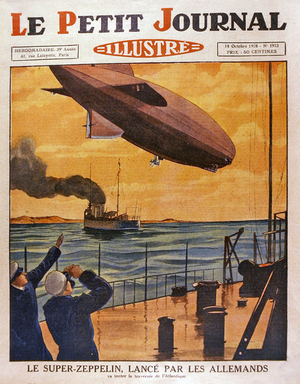 Le Petit Journal- The Super-Zeppelin used againest the Germans, 1928 (colour litho)