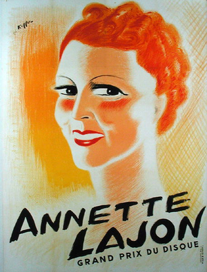 Poster depicting Annette Lajon (1902-84) (colour litho)