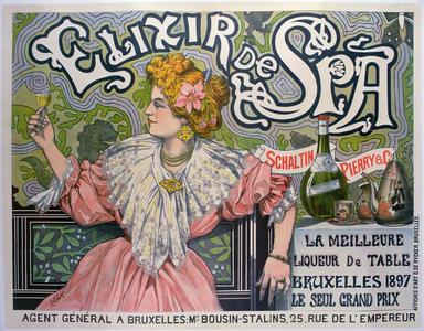 Poster advertising 'Elixir de Spa' Belgian liqueur, 1898 (colour litho)