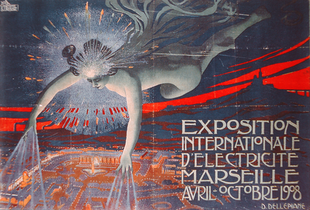 Poster advertising the Exposition Internationale d'Electricite at Marseille, 1908 (colour litho)