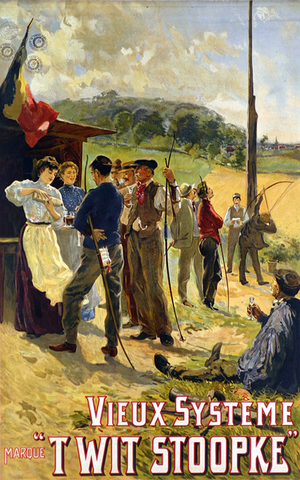 Poster advertising 'Vieux Systeme - Twit Stoopke' liqueur, c.1900 (colour litho)