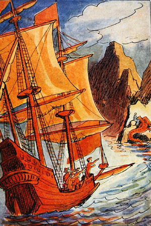 Illustration from 'The Four Skillfrul Brothers' by the Brothers Grimm, 1935 (colour litho)