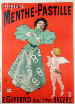 Poster advertising Menthe-Pastille, distilled by E. Giffard (colour litho)