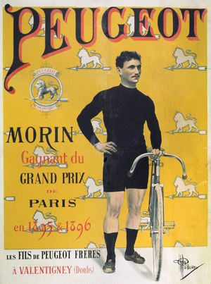Poster advertising the cycles 'Peugeot', 1896 (colour litho)