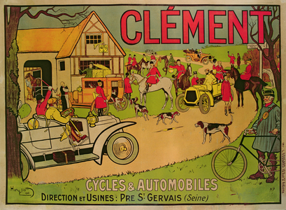 Poster advertising 'Cycles & motorcars Clement', Pre Saint-Gervais, 1906 (colour litho)
