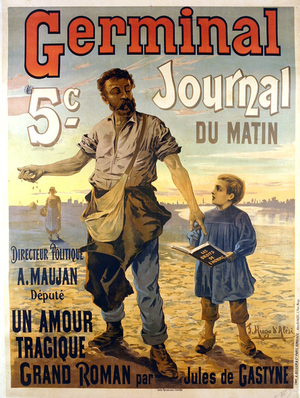 Poster advertising the newspaper 'Germinal' (colour litho)