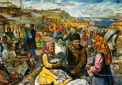 A Russian Market (chromolitho)
