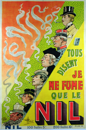 Poster advertising the cigarette brand, Le Nil (colour litho)