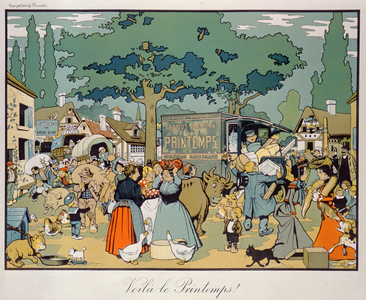 Poster advertising 'Le Printemps' delivery service, 1904 (colour litho)