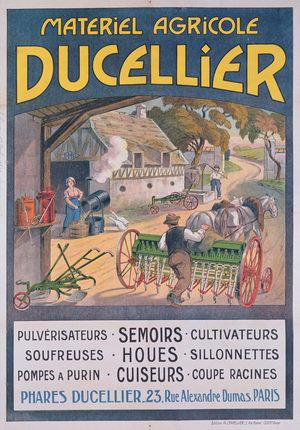 Poster advertising 'Ducellier' farming equipment, 1920 (colour litho)