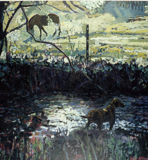 Pony and Dog in a Field, 2000 (oil on canvas)