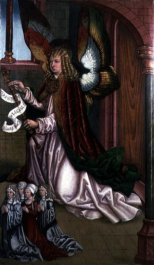 The Angel of the Annunciation, School of the Middle Rhine, c.1510 (oil on panel) (see also 123528-30)