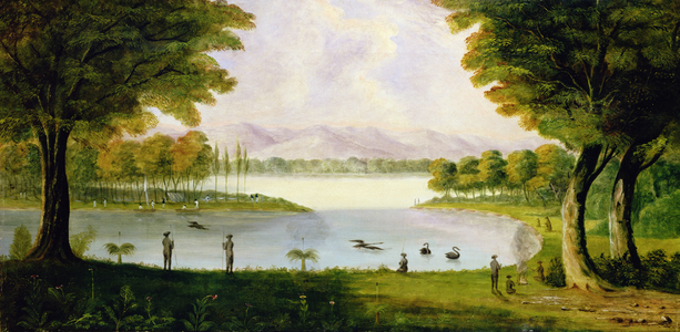 Setting up Camp of the Naval Survey Expedition, at the Mill Pool, Perth, Western Australia