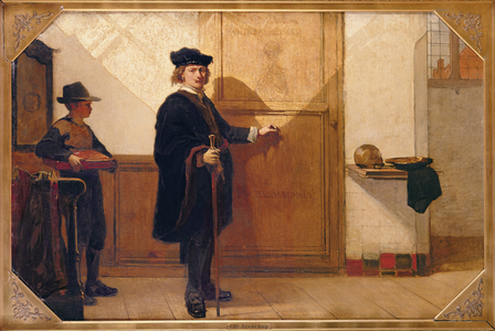 Harmensz van Rijn Rembrandt (1606-69) Knocking on the Door of the Theatrum Anatomicum Collegium Chiricurgicum, Amsterdam in 1633 (oil on canvas)