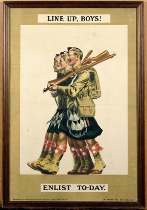 "Line Up, Boys! Enlist Today", recruitment poster, 1915 (litho)