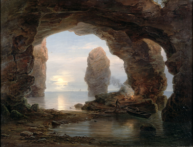Fisherman in a Grotto, Helgoland, 1850 (oil on canvas)