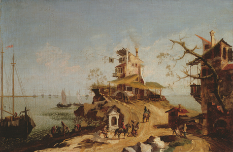 A Capriccio of the Venetian Lagoon (oil on canvas)
