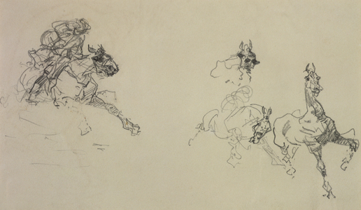 Etude de Chevaux (recto) (pencil on paper)