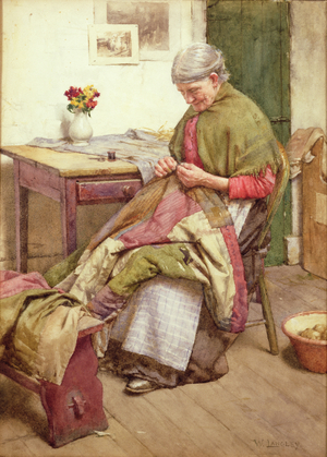 The Old Quilt (oil on canvas)